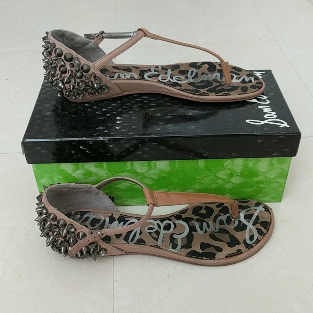 Sam Edelman Nude Patent Studded Sandals